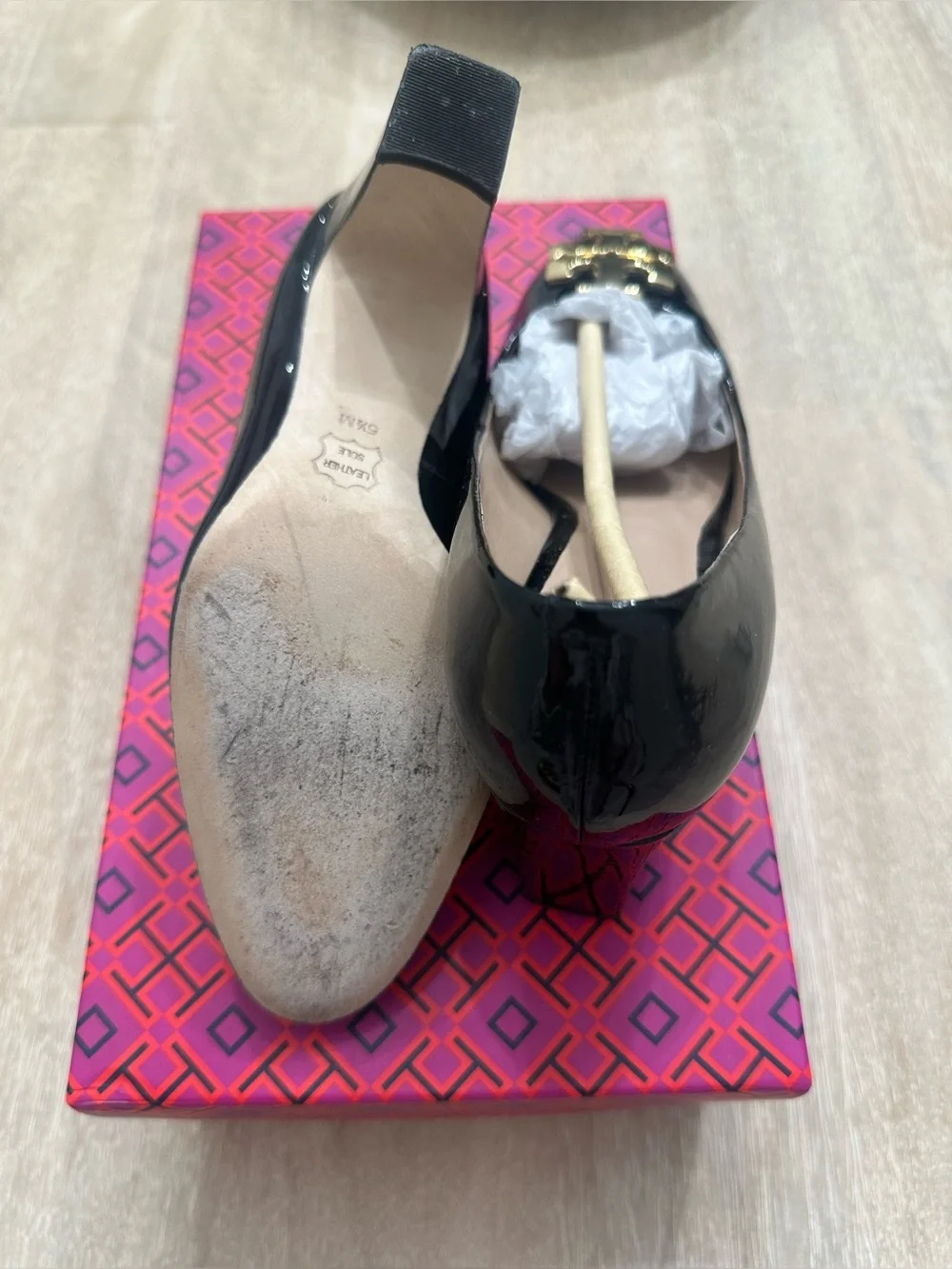 Tory Burch Black Raleigh Pump Patent Leather Size 5.5